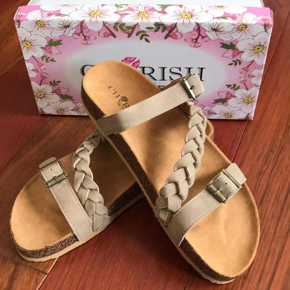 Just In- Buckle Sandals - Taupe/  New